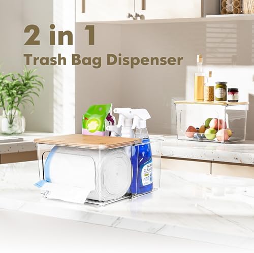 iCASA 2 in 1 Trash Bag Holder Garbage Bags Dispenser Under Sink Organizer