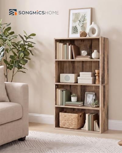 SONGMICS HOME 4-Tier Bookshelf, Narrow Shelving Unit