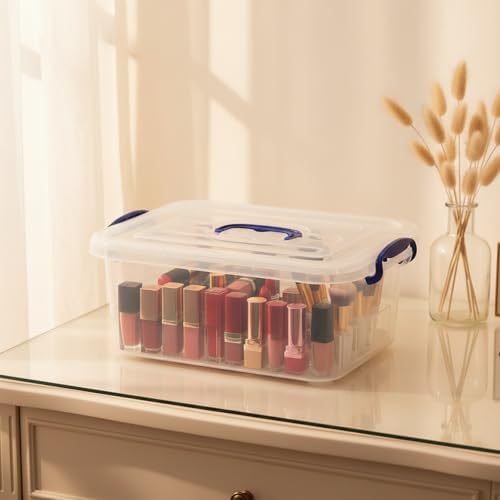 8 Quart Clear Plastic Storage Box with Handle, 2 Packs