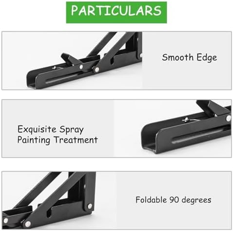 Folding Shelf Brackets, 16 Inch 4 Pcs Heavy Duty Wall Mounted Collapsible Triangle Shelf Bracket for Folding Wall Table,