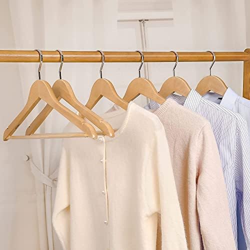 TOPIA Premium Wooden Hangers with Extra Thick Hook and Non Slip Pants Bar, Luxury Suit Hangers for Closet with Notches for Shirts - 16 Pack - CT01N