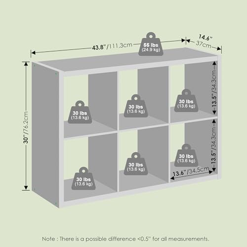 Bayan 6 Cube Storage Organizer, Bookshelf, Storage Shelf, with Open Back for Living Room, Bedroom, Home Office, White