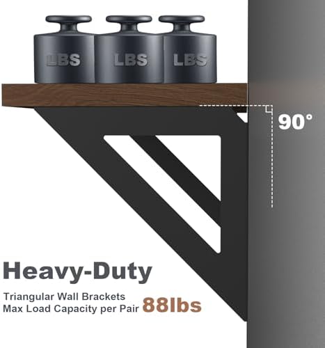 Shelf Bracket 6 Inch,Sturdy Metal Shelf Brackets,Black,Heavy Duty 4Pcs