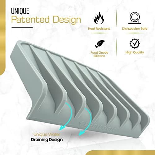 Effilogic Silicone Sponge Holder, Soap Dish, Self Draining Kitchen Sink Organizer, Kitchen Accessories, Medium Grey