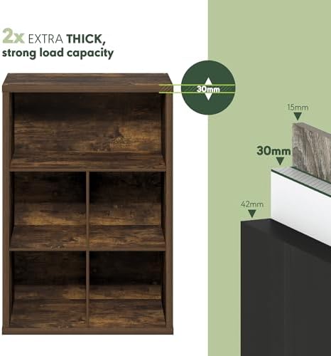 Furinno Cubicle Book Shelf, 5-Cube Bookshelf, Extra Thick Frame Cube Storage Organizer Bookcase with Closed Back, 15.3 x
