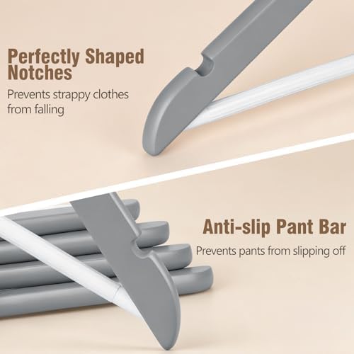 TOPIA HANGER Premium Wooden Hangers 30 Pack Grey/White Wood Hangers