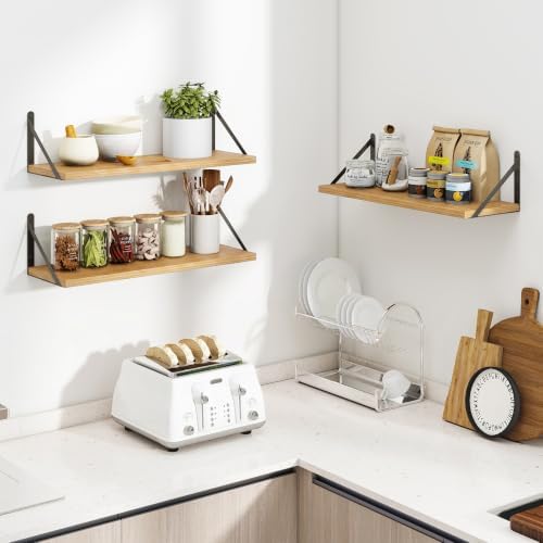 Heimlove Floating Book Shelves for Wall,23.62Inches Long Wall Mounted Bookshelves,Heavy Duty Bracket Shelves for Living 