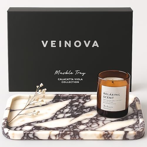 Calacatta Viola Marble Tray, Elegant Natural Stone, Large (12"x 8")