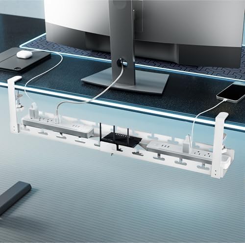 ARES WING 17"-28.7" Extendable Under Desk Cable Management Tray, No-Drill
