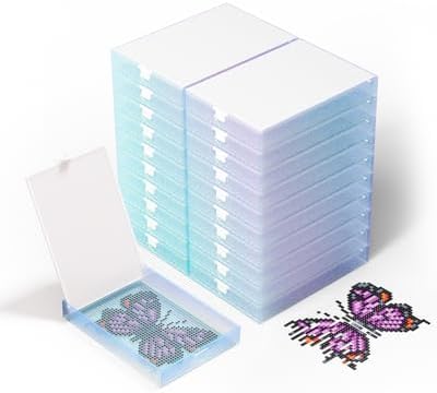 CATEARED Trabricks 2-in-1 Stackable Diamond Art Trays With Lids, Diamond Art Storage, Craft and Bead Storage Organizer &