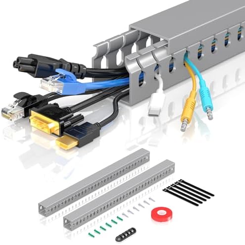 Open Slot Wire Duct Kit, 31.4"(2 x 15.7) Server Rack Cable Management, Cable Management Raceway for Hide Network HDMI VG