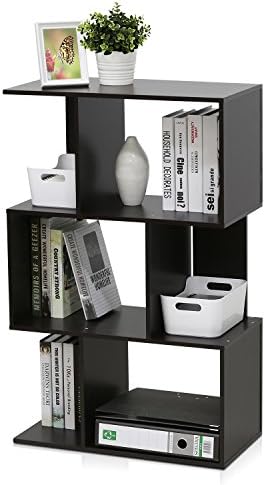 Furinno SIMPLY Book Shelf, 3-Tier Geometric Bookshelf, S-Shape Bookcase with Open Shelf, 11.8" x 23.6" x 37.3", for Orga
