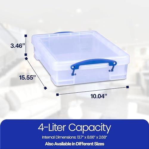 Really Useful Box 4 Liter Plastic Storage File Box Container, 10 Pack