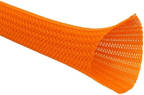 Kable Kontrol Braided Cable Sleeve Split Wrap 1" 25 Ft - Orange