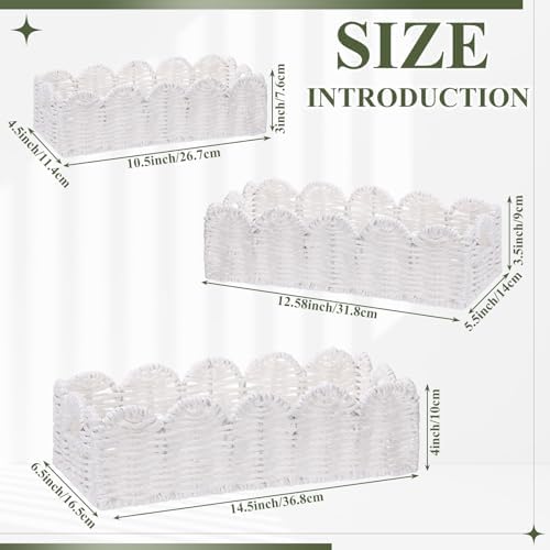 Boao 3 Pcs Boho Storage Wicker Baskets Handmade Woven Decorative Paper Rope Baskets for Organizing with Handle Counterto