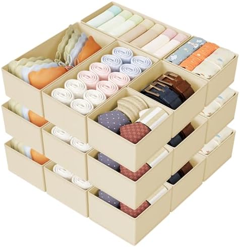 DIMJ Drawer Organizer Clothes Storage - 18 Pack Baby Dresser Organizer for Nursery, Foldable Drawer Dividers for Bedroom
