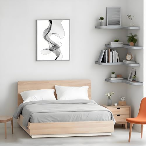 Floating Corner Shelves Set of 3, Solid Wood Picture Wall Shelf, Floating Shelves for Storage for Bedroom Kitchen Bathro