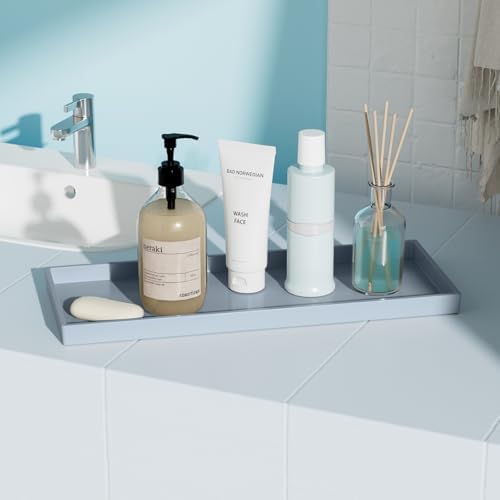 Vanity and Bathroom Tray, 15" ABS Countertop Organizer,Waterproof Vanity Tray for Toilet Tank,Perfume,Soap,Keys,Bathroom