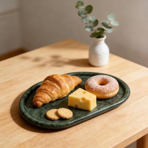 Natural Marble Vanity Tray,Special-Shaped Jewelry Tray for Bathroom