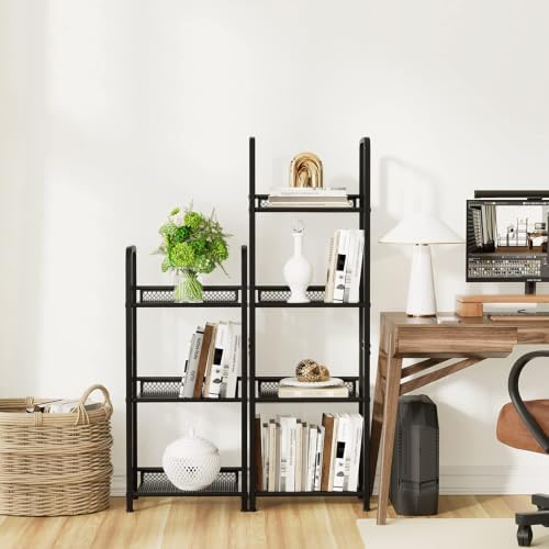 Bookshelf Storage Shelf Bookcase Freestanding Storage Stand for Living Room, Bedroom, Kitchen, Rust Resistance, Easy Ass
