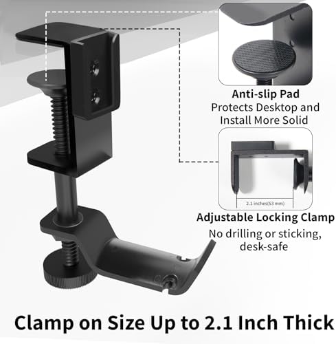 OOKUU 4-in-1 Desk Organizer- Large Desk Cup Holder Clamp with Headphone Stand, Pencil Holder and Phone Stand - Detachable, Rotating Hanger, Office & PC Gaming Accessories for Cup, Phone and Pen