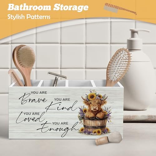 Inspirational Highland Cow Pen Holder Organizer for Desk Accessories