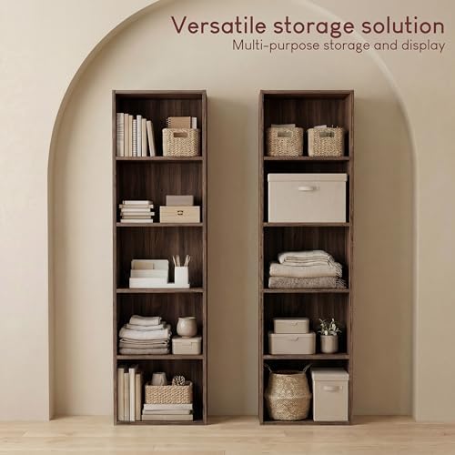 Vida Designs Oxford 5 Tier Cube Bookcase Walnut Wooden Shelf Unit for Office Living Room Furniture