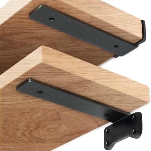 Shelf Brackets Heavy Duty Industrial L Shelf Bracket - 0.2 Inch Thick Premium Solid Steel Shelf Supports, Black Rustic W