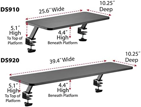 Kantek Ergonomic Mounted Computer Monitor Riser Stand, Floating Desk Shelf, Clamp On Base, Extra-Wide, 39.4" X 10.2" X 5