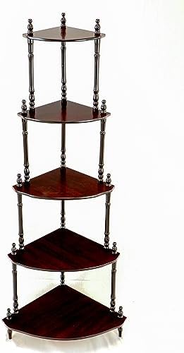 Frenchi Home Furnishing 5-Tier Corner Stand, Dark Cherry