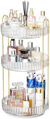 GTI 360°Rotating Makeup Organizer, 3 Tier Large Capacity Perfume Cosmetics Skincare Vanity Organizers,Bathroom Counter O