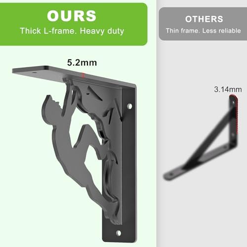 Dolibest 8 Inch Heavy Duty Shelf Brackets, 5MM Thickness L- Bracket , Metal Floating Shelf Bracket, Wall Shelf Bracket &