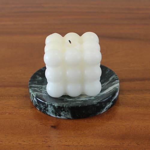 Natural Verde Alpi Green Marble Soap Dish, Round Small Jewelry Dish, Sponge Holder for Bathroom, Kitchen