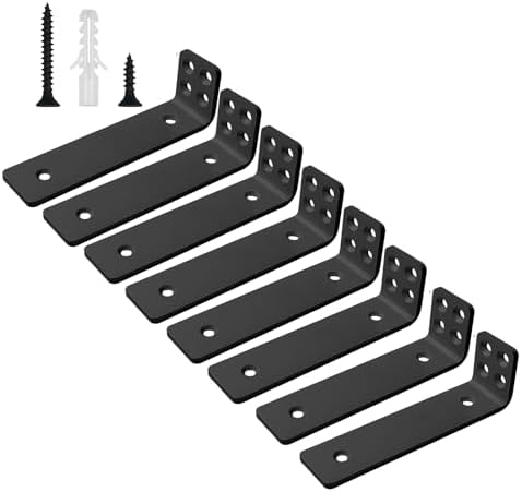 Shelf Brackets 6 inch, Heavy Duty Shelf Bracket 8 Pack L Brackets Black Metal Wall Bracket for Shelves Support Bracket w