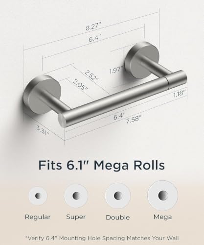 FORIOUS Toilet Paper Holder Wall Mount, Stainless Steel Rustproof Double Post Pivoting Tissue Roll Holder for Bathroom, 