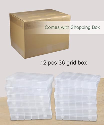 12 Pack 36 Grids Bead Organizer Plastic Organizer Box 3600 Tackle Box