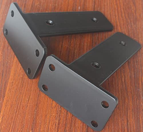 10 Pack - 5 inch Black Hidden L Shelf Bracket (1/5 Inch Thicked) Iron Floating Shelf Brackets Rustic Industrial Metal Br