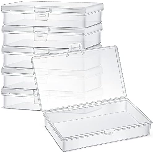 Jetec 6 Pieces Small Clear Plastic Storage Box, 5.2 x 3 x 1.2 Inch