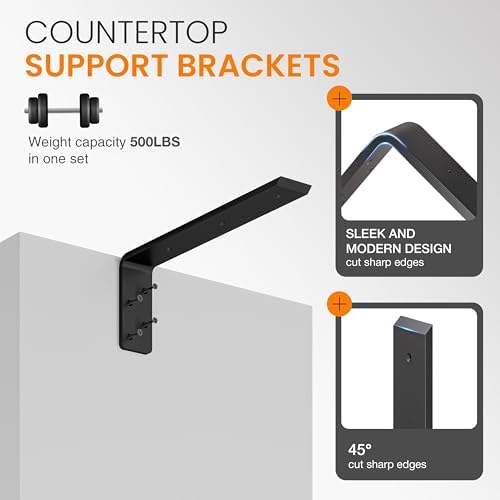 BATODA 16” Countertop Support Steel Brackets (2 PCS), Heavy Duty L Bracket