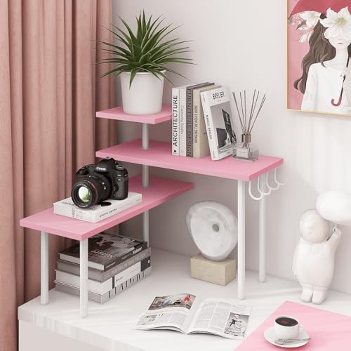 Homode 3-Tier Counter Organizer Shelf for Bathroom, Corner Shelf for Countertop, Over Sink, Make Up, Dresser Table, Desk