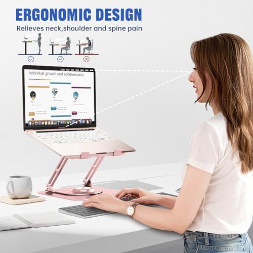 Laptop Stand for desk(360°Rotating),Aluminum laptop Riser for 10-16"Laptops