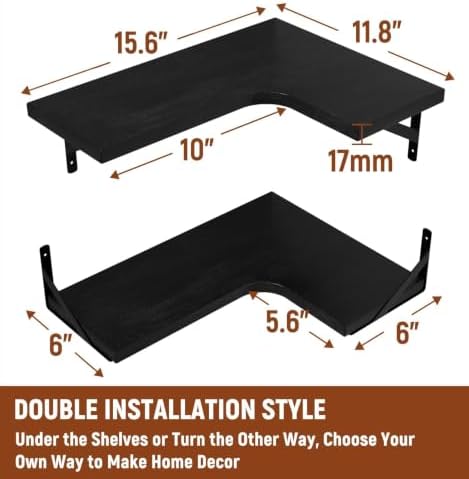 LEOPO Corner Floating Shelves Wall Mounted Set of 6, Corner Wall Shelve