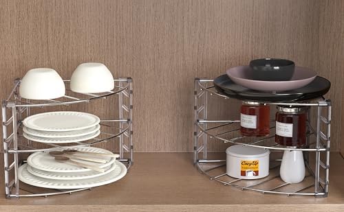 Deco Brothers 3-Tier Counter & Cabinet Corner Shelf Organizer 2 Pack Chrome