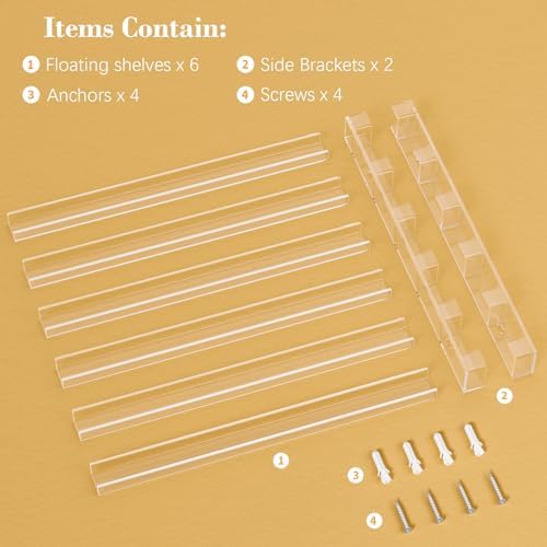 FEMELI 21 * 21 Inch Acrylic Nail Polish Wall Rack Shelves, 6 Tier Organizer