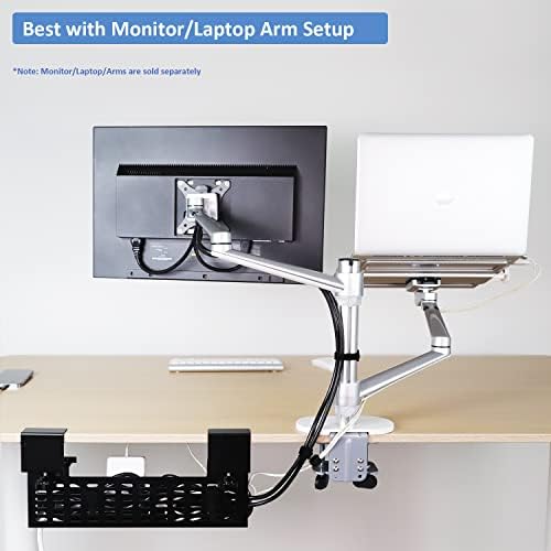 AEONS Under Desk Cable Management Tray Wire Cord Organizer Removable C Clamp Mount No Drill Computer Cord Raceway and Mo