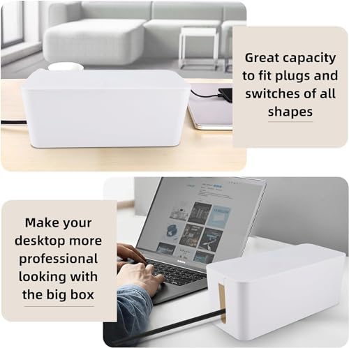 YaeCCC Cable Management Organizer Box Power Strips Hider Power Cords Hider for Desk, TV, Computer, USB Hub,Cords (Set of