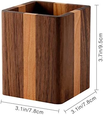 Walnut Pencil Holder Wood Pen Holder For Desk Pen Cup Organizer Ofiice Pencil Stand Simple(Cherry center walnut side)