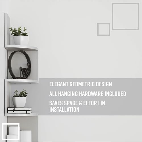 Danya B. XF11035GR Large Decorative 5-Tier Corner Floating Wall Mount Display Shelving Unit - Grey