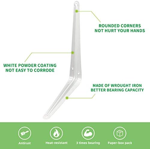 Shelf Brackets 10 Inch Heavy Duty White L Bracket for Shelves