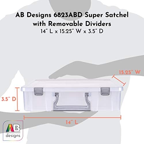 AB Designs 6823ABD Super Satchel with Removable Dividers, Stackable Home Storage Organization Container, Clear with Sliv